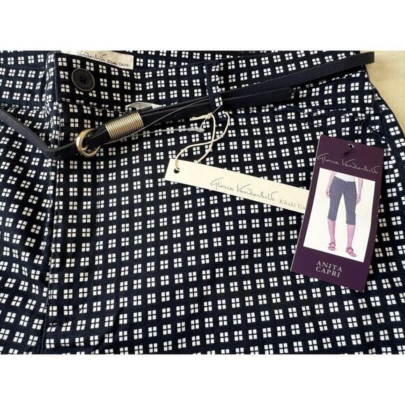 Gloria Vanderbilt Anita Belted Capri Pants Black White Size 18 - Picture 3 of 6